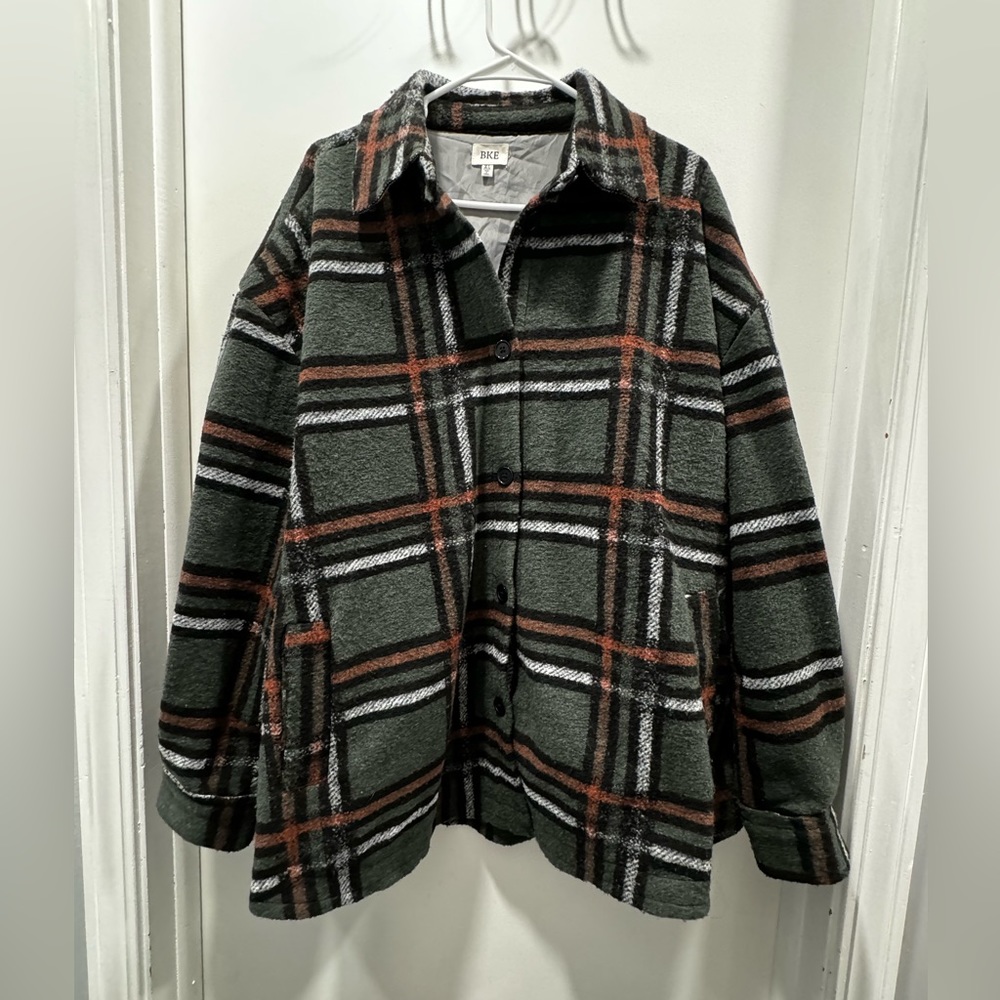 BKE Olive Plaid Shacket